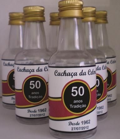 Garrafinha 50mls-Tampa de Dourada